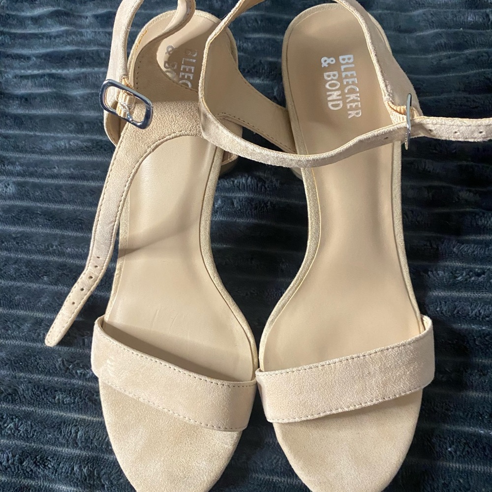 Women's Beige Suede Ankle Strap Sandals